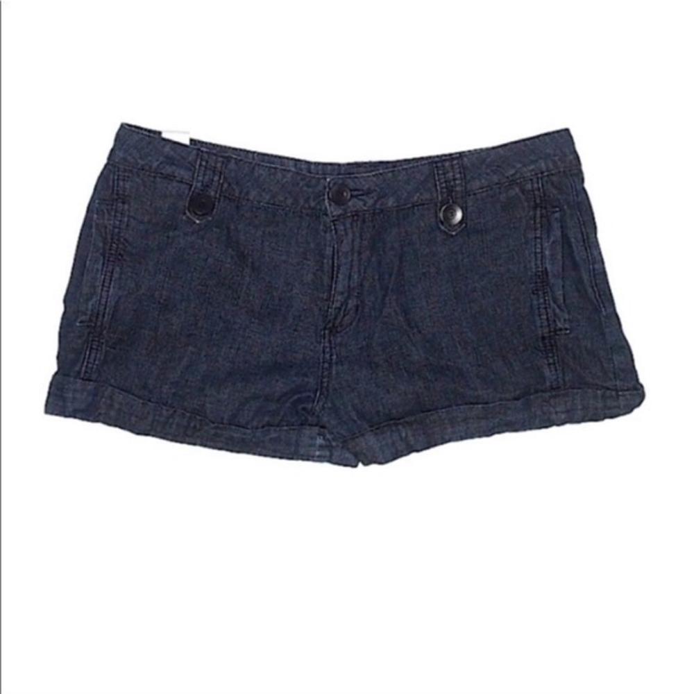 BCBG Generation 31 blue dark wash denim cuffed tab‎ belt loop jean shorts